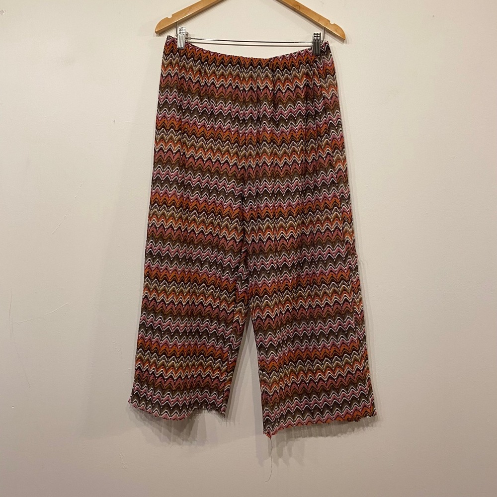 Shade & Shore Chevron Crochet Knit Beach Cover Up Pants XL Orange Pink Brown